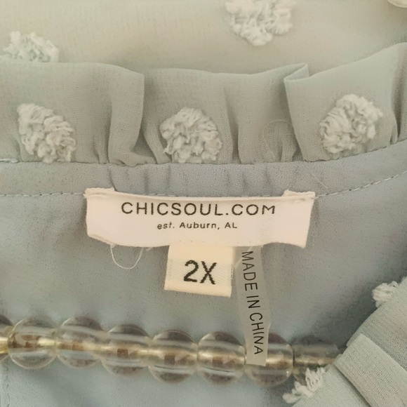 Swiss Dot Butterfly Sleeve Blouse 2X - Picture 6 of 8